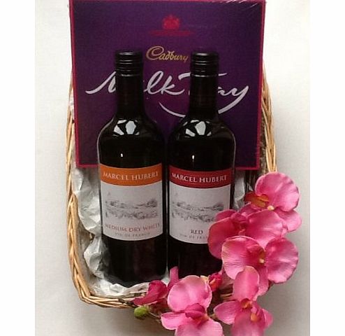 Deluxe Red & White French Marcel Hubert Wine Hamper - Free gift Wrapping & message option - Perfect for any Occasion