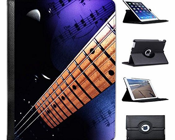 Electric Guitar with Sheet Music For Apple iPad Mini 1, 2, 3 & Retina Leather Folio Presenter Case Cover with Stand Capability