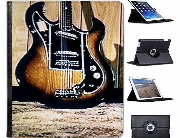 Rock N Roll Guitar For Apple iPad 2, 3 & 4 Faux Leather Folio Presenter Case Cover Bag with Stand Capability