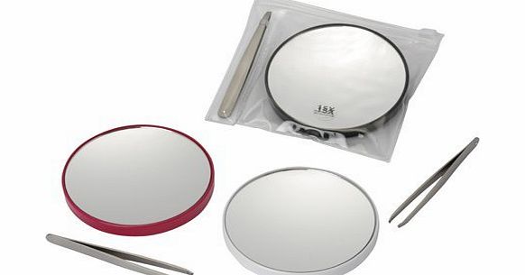 Fancy Metal Goods Magnifying Mirror X 15 with tweezers and carry pouch