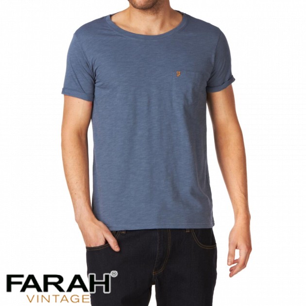 Mens Farah The Pearce T-Shirt - Grey Blue