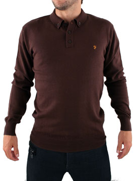 Brown Long Sleeve Polo Knit