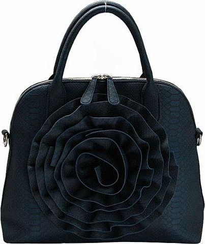 FASH Limited Navy Blue Rose Handbag by FASH