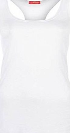 Fashion 4 Less New Womens Plus Size Plain Racer Back Muscle Vest Top.UK 16-26 (UK 20-22, White)