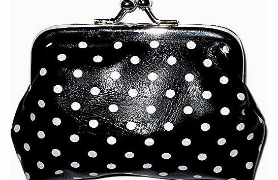 GIRLS POLKA DOT CLASP COIN PURSE SCHOOL PARTY BAG FILLERS STOCKING FILLERS GIFTS (Black Polka Dot)