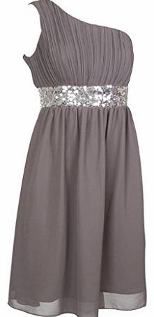 fashion house Kneelong One Shoulder Sequin Evening Dress Cocktail Grey Size 8