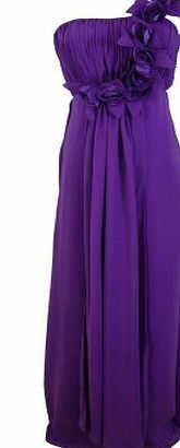 FASHION PLAZA  One-shoulder Chiffon Sexy Gown Cocktail Bridesmaids Evening Party Dress D0002 (UK16, Purple)