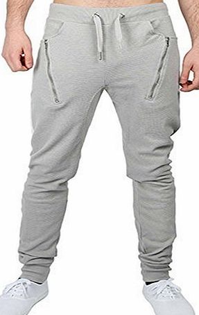 Fashion Star Mens Designer Crotch Skinny Slim Fit Stretch Joggers Bottoms Pants Trousers Gym