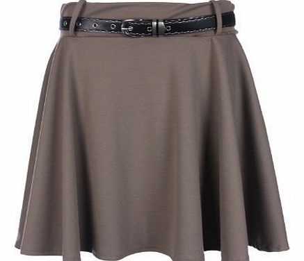 Ladies Belted Skater Skirt - Mocha - SM 8-10