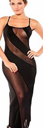 DarlingLove Womens Sheer Mesh Sexy Illusion Lingerie Gowns Underwear Long Dress Black LC6125