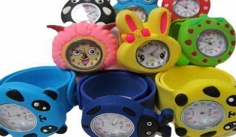 fat-catz-copy-catz 1x kids childrens (random selection) slap on snap silicone band Mickey, Nemo, bees, frog, panda, bunny wrist watches for party gift bags by Fat-catz