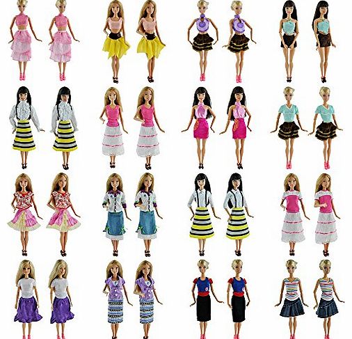 fat-catz-copy-catz Yiding 5 Sets Handmade Summer T-shirt Tops   Mini Dresses Skirts For Barbie Doll