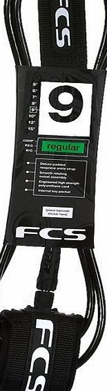 FCS Regular Black Leash - 9ft 0