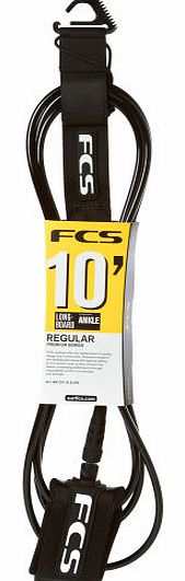 FCS Regular Longboard Black Ankle Leash - 10ft 0