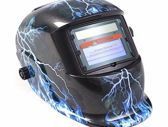 FDS Auto Darkening Welding Helmet Mask Welders Arc Tig Mig Grinding Solar Powered (Lightning Skull)