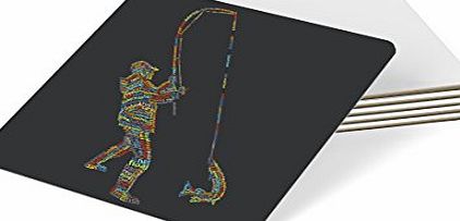 Feel Good Art High Gloss Coaster in Modern Typographic Fisherman Design (Grey Tones)