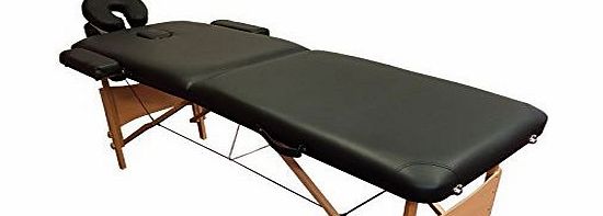 Black Lightweight Portable Wooden Massage Table Couch Bed 12.5kg - TM01 - Rounded Table Corners + FREE Accessories & FREE Carry Bag