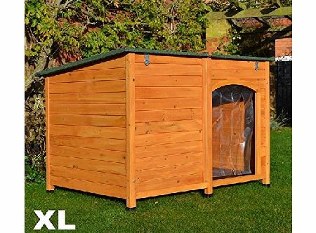FeelGoodUK Extra Large Dog Kennel Sloped Roof Wooden Kennels XL Dog House Pet Puppy Opening Roof (DOG X)