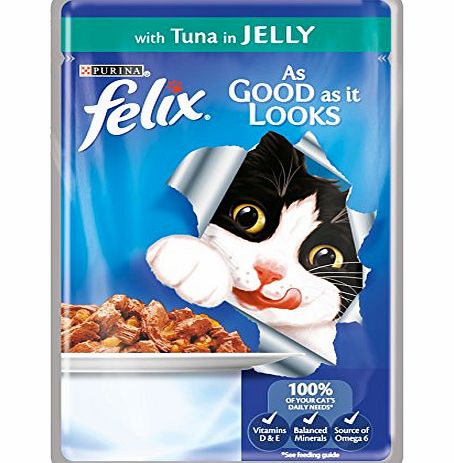 Felix As Good As It Looks Tuna in Jelly 100 g, Pack of 20