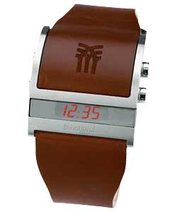Gents Square Blue LCD Watch