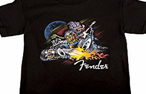 Fender Genuine Boys Black Rockabilly T-Shirt to for 8 Year Olds