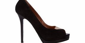 Fendi Black and beige suede peep-toe high heels