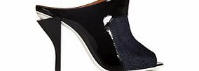 Fendi Black leather peep toe heels
