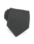Dark Gray Selleria Logo Woven Silk Tie