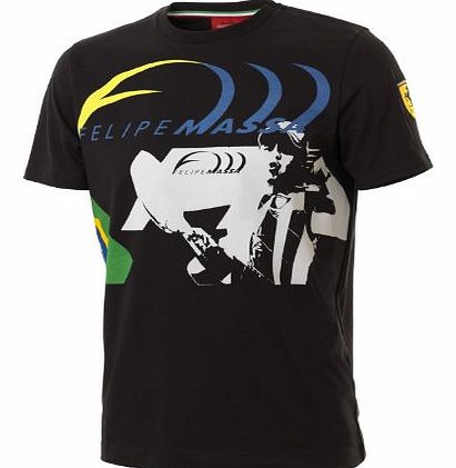 Ferrari Mens Felipe Massa T-Shirt (Black, Large)