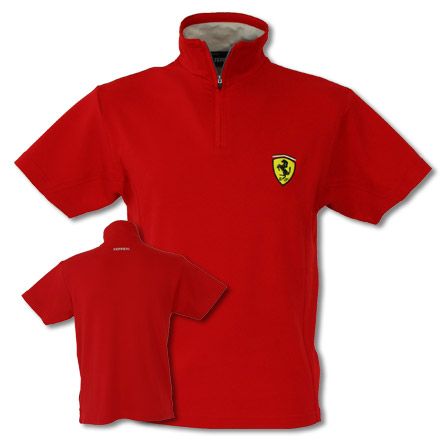 Ferrari Textured Trim Zip Neck Short-sleeved Polo
