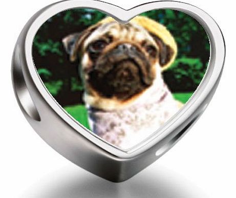 Fervent Love Golfing Pug Heart Photo Charm Beads Fit Pandora Chamilia Biagi beads Charms Bracelet