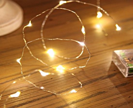 Festive Lights 20 LED Micro Silver Wire Indoor Battery Operated Fairy String Lights by Festive Lights (Warm White)
