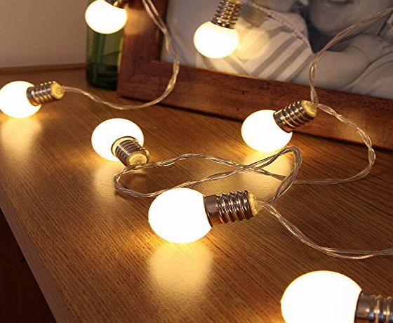 Festive Lights Battery Operated Mini Festoon Bulb Effect Fairy Lights, 10 Warm White LEDs by Festive Lights