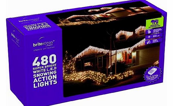 Festive Productions Festive 480 Snowing Icicle LED Lights with Snowing Controller, White