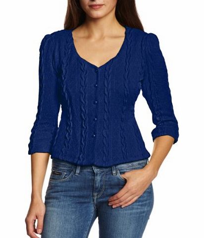 Fever Womens Bray Button Front 3/4 Sleeve Cardigan, Blue (Sapphire), Size 14