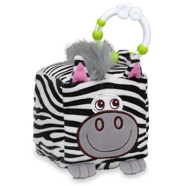 Fiesta Crafts Zebra Soft Toy Cube with Teething Ring