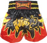 FightStuff Thawat Black Tiger Flame Muay Thai Boxing Shorts, L