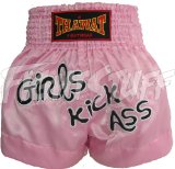 Thawat Pink Girls Kick Ass Muay Thai Boxing Shorts, XXL