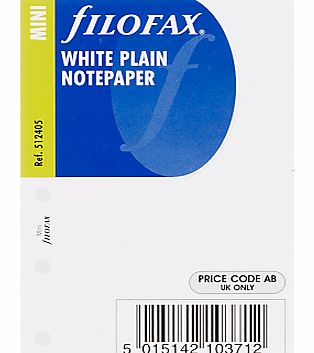 Filofax Mini Inserts, White Plain Paper