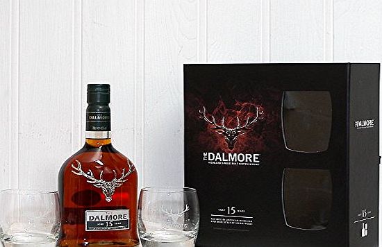 Fine Food Store Dalmore Highland Single Malt Scotch Whisky Aged 15 Years Gift Box with Glasses 70cl - Xmas Christmas Birthday Corporate Gifts Presents