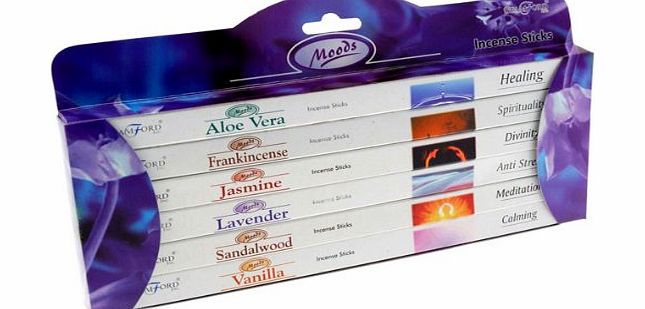 Fine Gifts UK Stamford Incense Gift Pack - Moods x 6 Packs Aloe Vera, Frankinsence, Jasmine, Lavender, Sandalwood, Vanilla 37148