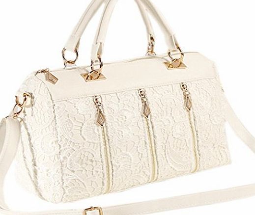 Finejo  Elegant Womens Lace Leather Handbag Shoulder Bag Street Casual Style
