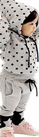 Finejo  Kids Star Print Clothing Set Baby Boy Hooded Tops   Pants Suits 2pcs/set
