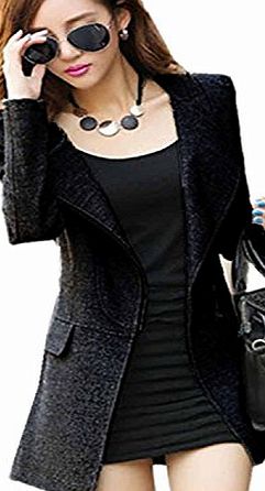 Finejo  Womens Batwing Sleeve Tassels Hem Cloak Knitting Sweater Black L