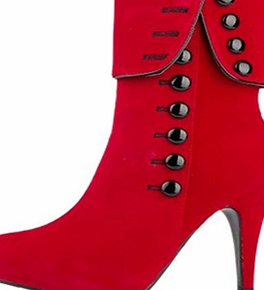 Finejo  Womens Ladies Platform Stiletto Knee High Wedge Heel Black Red Boots Red 39