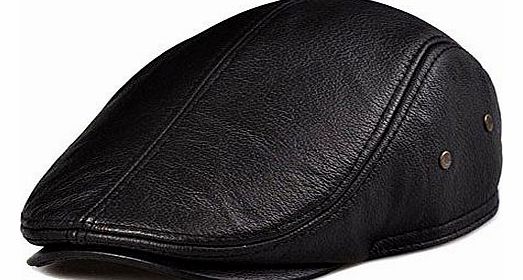 fineplus  New Fashion Mens Warm Full Grain Leather Thicken Earflap Hats Black Large