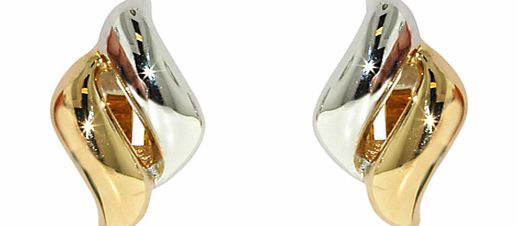 Finesse Two-Tone Wave Shape Clip-On Earrings,