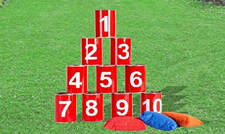 FiNeWaY HIT THE TIN CAN GARDEN FAMILY KIDS OUTDOOR INDOOR GAME 10 TINS 3 BEAN BAGS by FiNeWaY