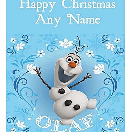 Fingerprint Designs Blue Olaf Frozen Christmas Card Personalised