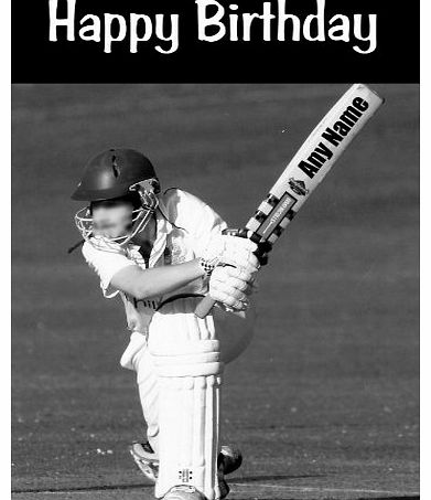 Fingerprint Designs Cricket Bat Cricketer Funny Personalised Birthday Card